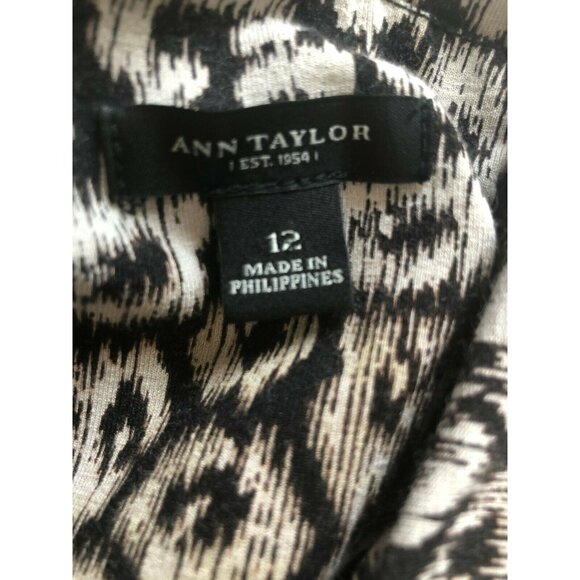 Ann Taylor Dress Faux Wrap Womens 12 Brown Tan Animal Print Sleeveless Beige EUC - Picture 11 of 13